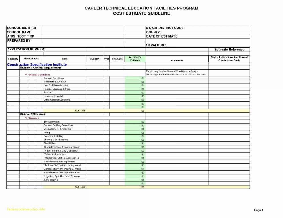 Residential Construction Cost Estimator Excel Elegant Document