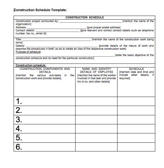 Residential Construction Schedule Template Excel Top Form Document Free