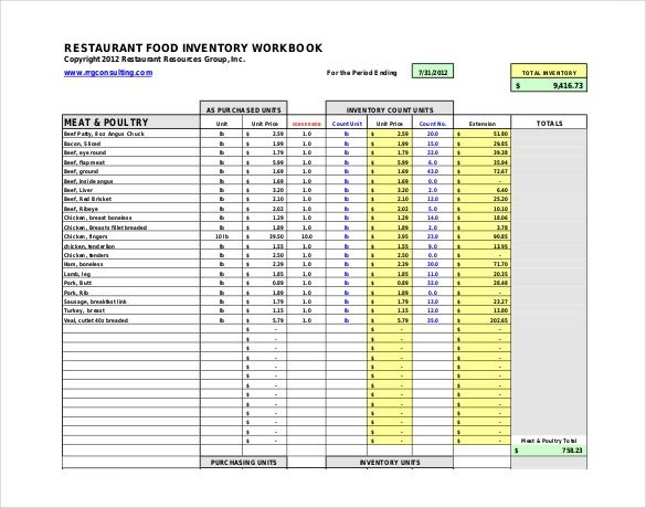 Restaurant Inventory Template 28 Free Word Excel Documents Document Spreadsheet Xls