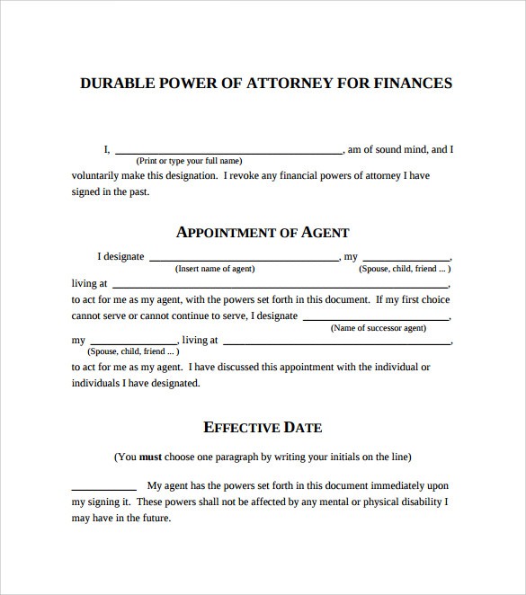Sample Blank Power Of Attorney Form 10 Download Free Documents In Document Durable Ohio