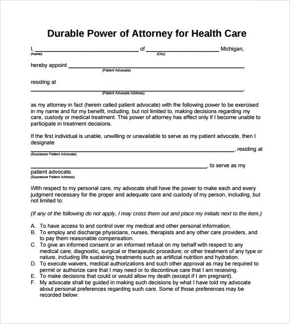 Sample Blank Power Of Attorney Form 10 Download Free Documents In Document Ohio Durable For