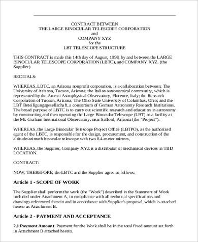 Sample Business Agreement Between Two Parties 7 Examples In Word PDF Document Contract
