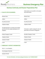 Sample Business Emergency Plan FEMA Gov Document Disaster Template