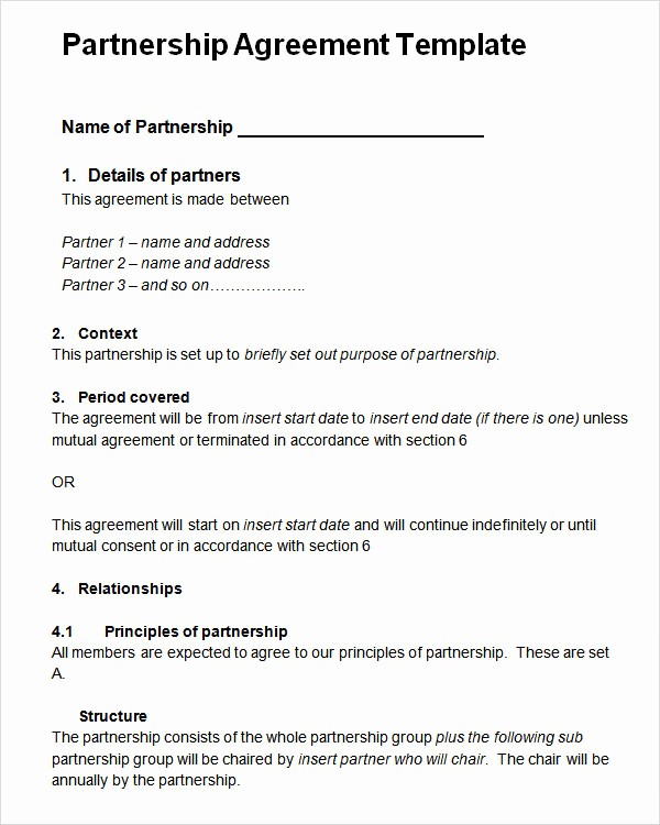 Sample Business Partnership Agreement Doc Awesome Simple Document Template