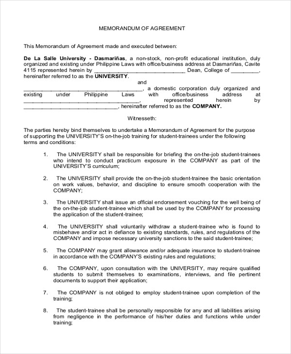 Sample Business Partnership Agreement Form 8 Free Documents In Document Memorandum Of