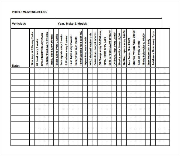 Sample Maintenance Log Template 9 Free Documents In PDF Document Vehicle