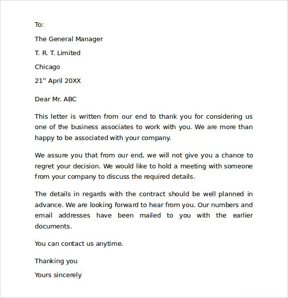 Sample Thank You For Your Business Letter 9 Documents In PDF Word Document Email