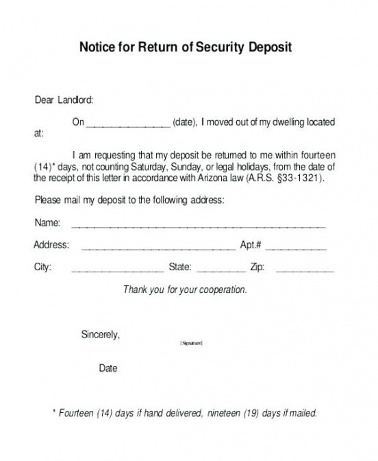 Security Deposit Refund Invoice Template Document Receipt Format