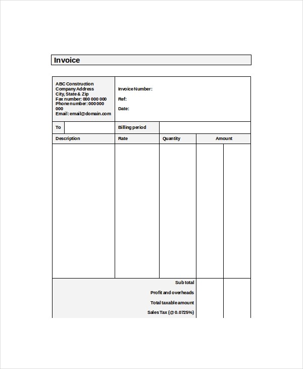 Self Employed Invoice Template 11 Free Word Excel PDF Documents Document