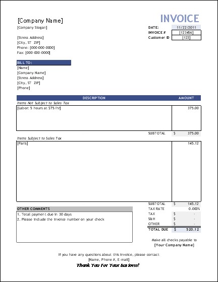 Service Invoice Template For Consultants And Providers Document Consulting Services