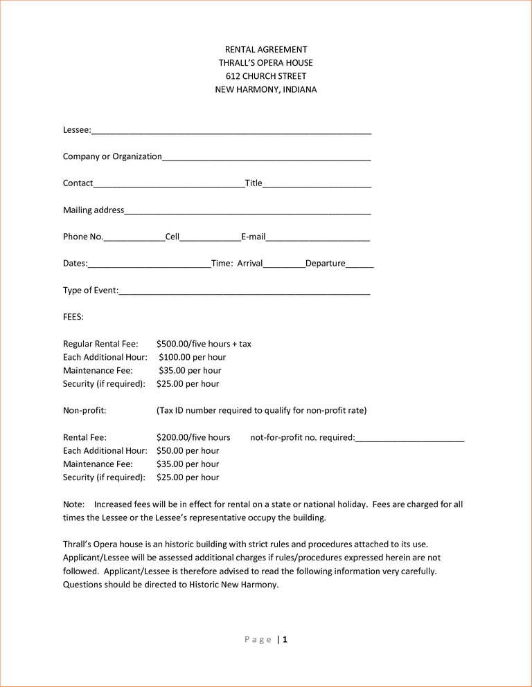 Simple One Page Lease Agreement Bravebtr Document Rental