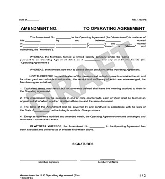 Simple Operating Agreement Arizona Template Amendment To An Llc