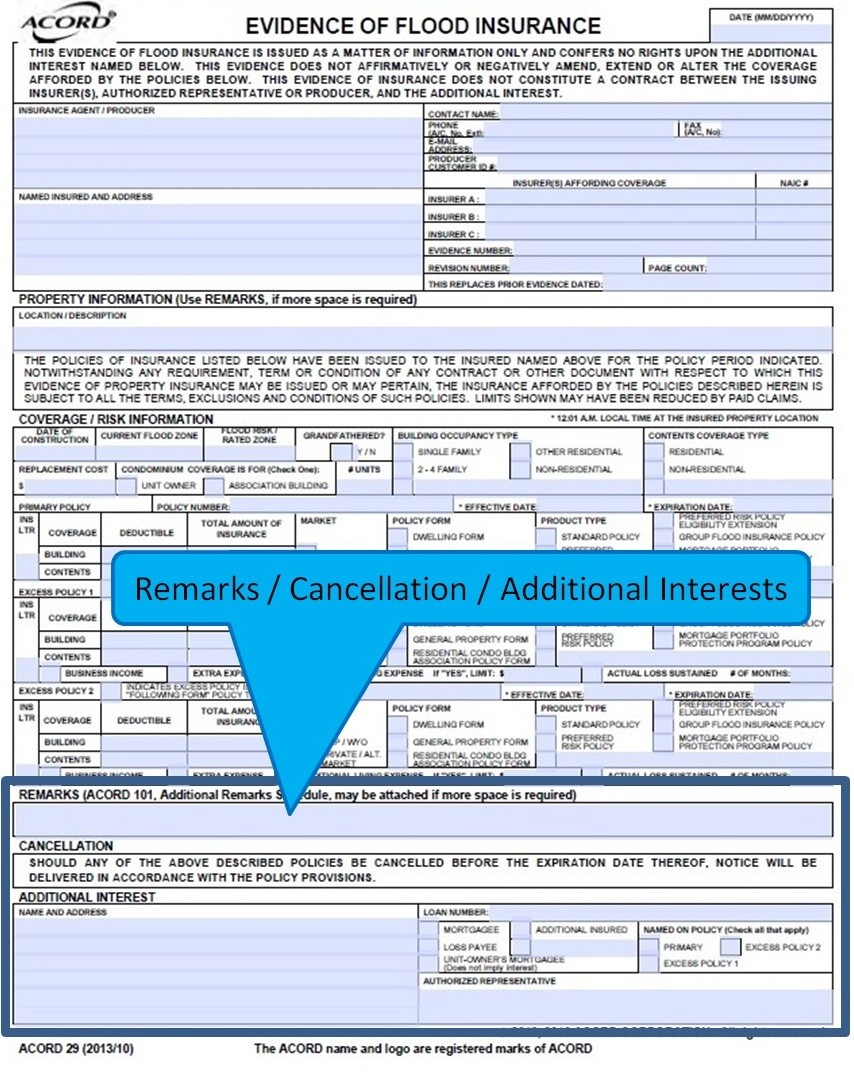 Simply Easier ACORD Forms 29 Evidence Of Flood Insurance Document Cancellation Acord Form