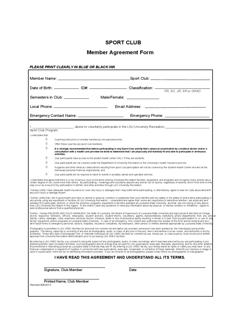 Sport Contract Template 2 Free Templates In PDF Word Excel Download Document Sports