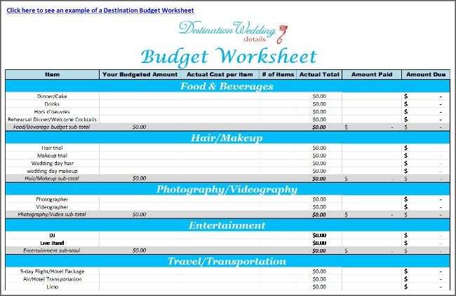 Super Simple Destination Wedding Planning S Document Budget Excel