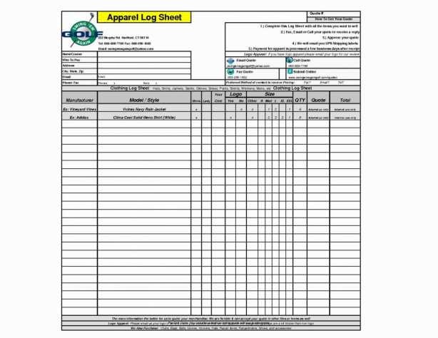 T Shirt Inventory Spreadsheet And Clothing Sheet Document