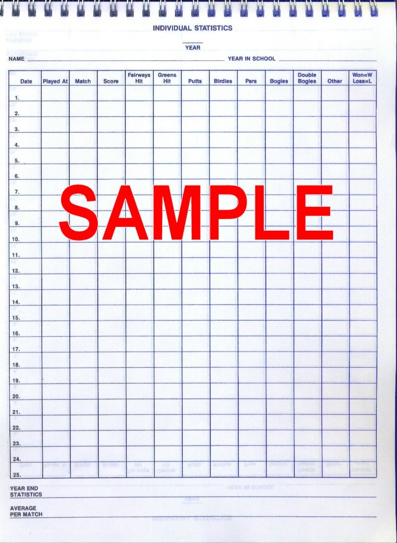 Team Golf Gear Easy Score Book Coaches Scoring Document Stats Sheets