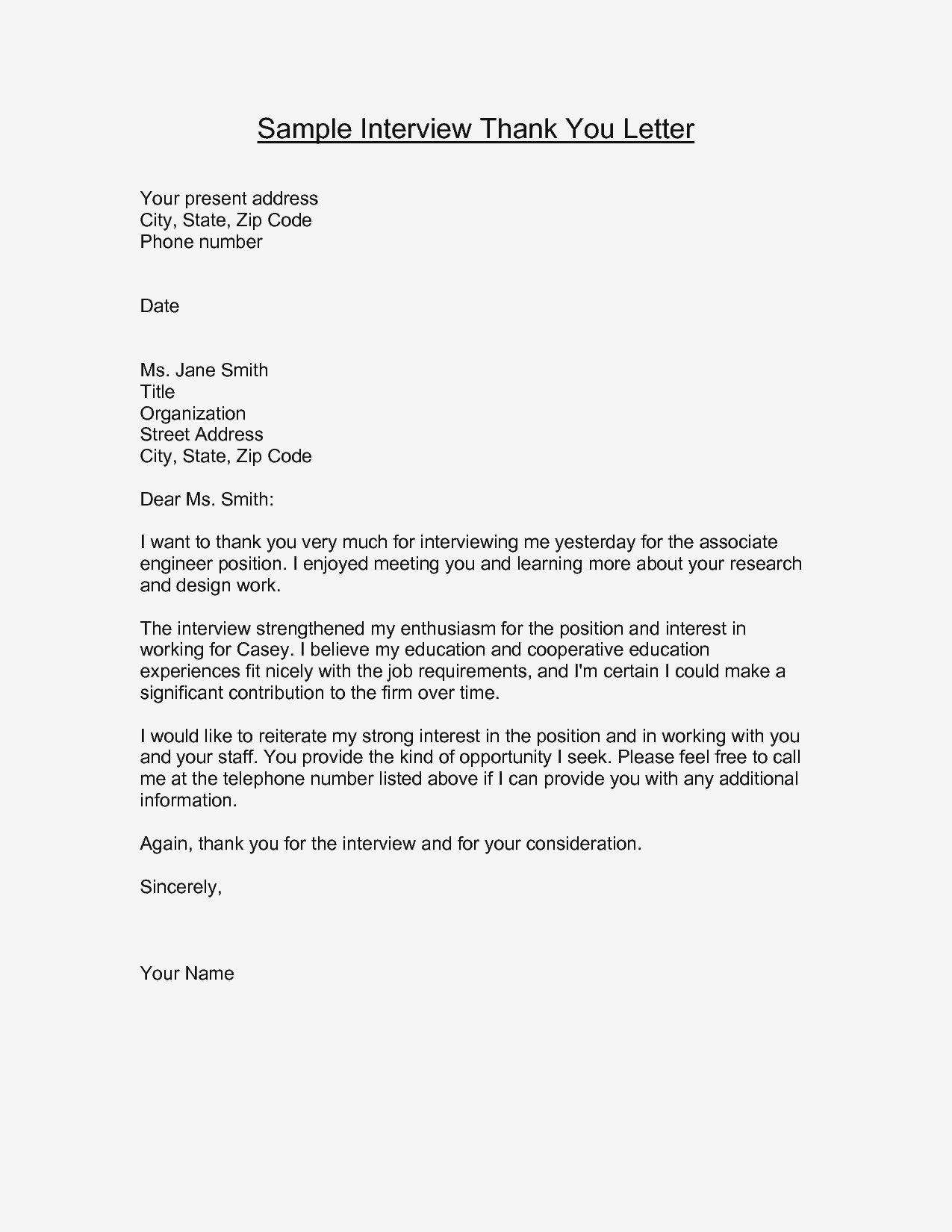 Template Letter Unsuccessful Job Interview New Sample Thank You Document After Via Email