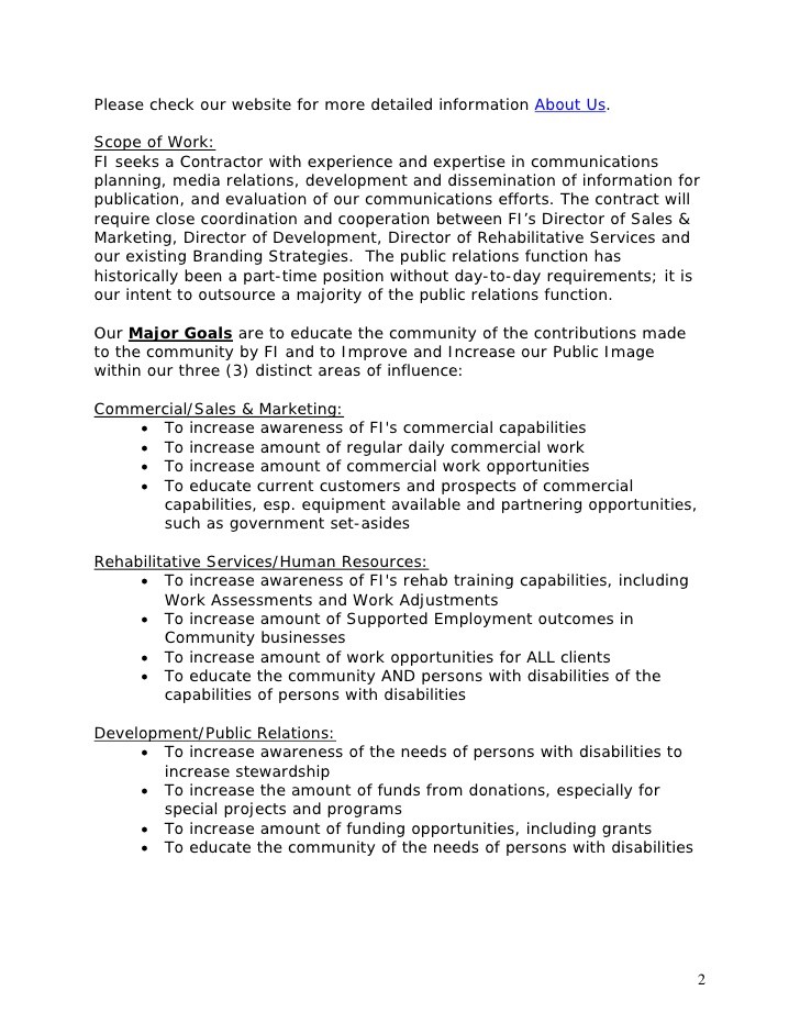 Template Public Relations RFP Document Pr Contract