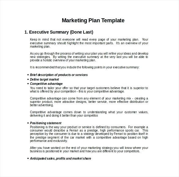 Template Small Business Marketing Plan Download In Doc Document Free