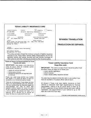 Texas Car Insurance Card Template Pdf The Miracle Of Document