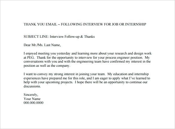 Thank You Email After Interview Subject Line Bravebtr Document For