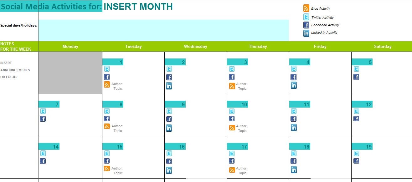 The Best Content And Social Media Calendar Templates Solo PR Pro Document Google Docs Spreadsheet Template