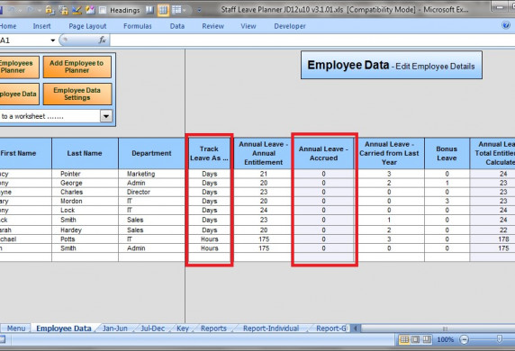 The Staff Leave Calendar A Simple Excel Planner To Manage Document Accrual Spreadsheet Template