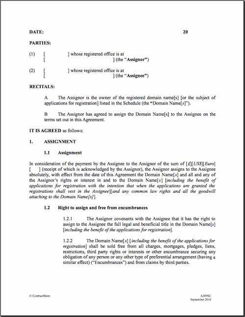 Transfer Of Ownership Agreement Template Claim Assignment Document Contract