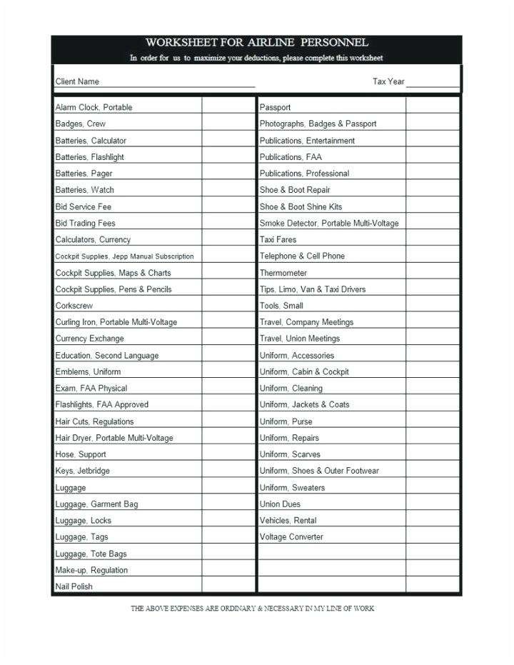 Trucker Tax Deduction Worksheet Document For Truck Drivers