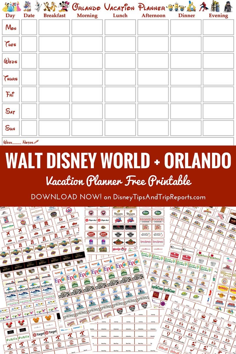 Walt Disney World Orlando Vacation Planner Free Printable UPDATED Document Itinerary Template