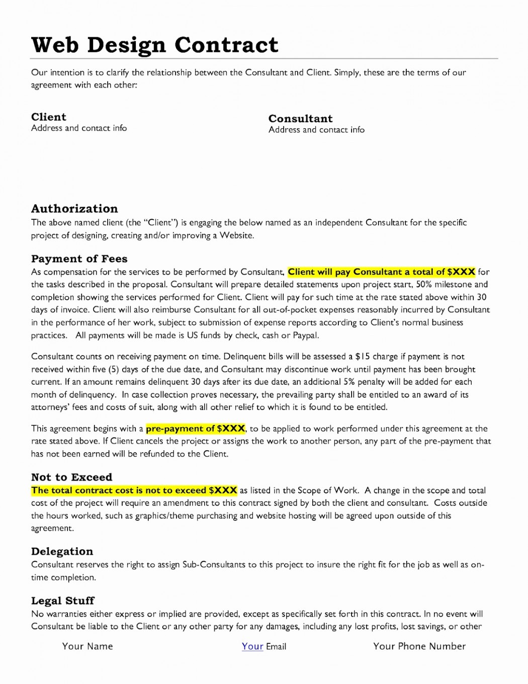 Web Design Agreement Template Lostranquillos Document Webdesign Contract