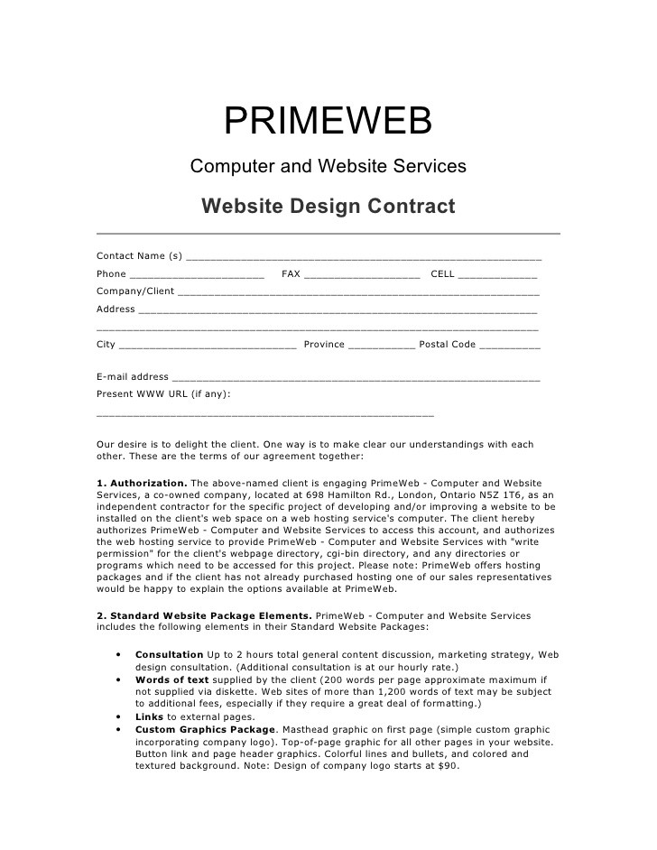 Web Design Contract Document