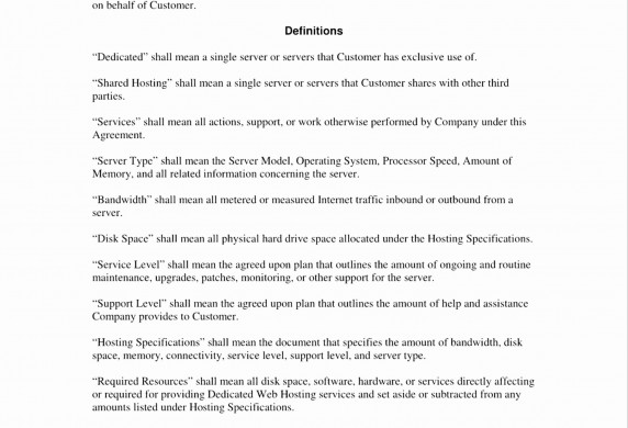 Web Hosting Agreement Template Awesome Contract Document