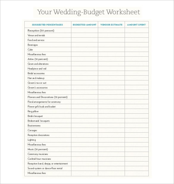 Wedding Budget Template 13 Free Word Excel PDF Documents Document Printable