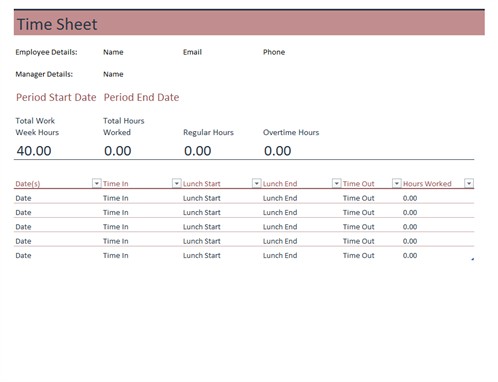 Weekly Time Sheet With Tasks And Overtime Document Excel Timesheet Template