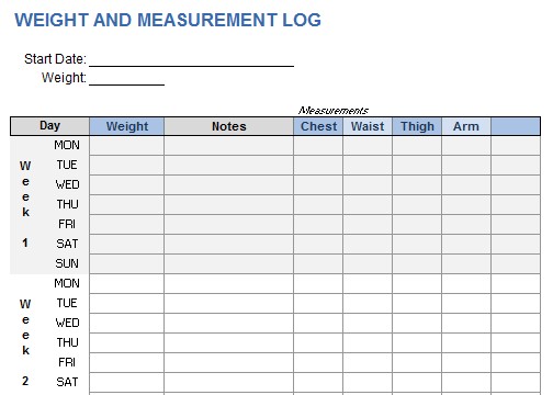 Weight Training Plan Template For Excel Document Sheet