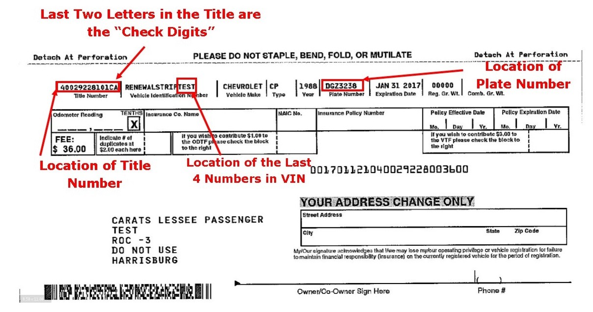 Where Title Number Document Sample Car Registration